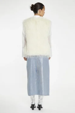 Glamorous Faux Fur & Leather|Cream Faux Fur Gilet -