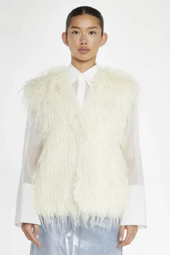 Glamorous Faux Fur & Leather|Cream Faux Fur Gilet -