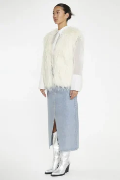Glamorous Faux Fur & Leather|Cream Faux Fur Gilet -