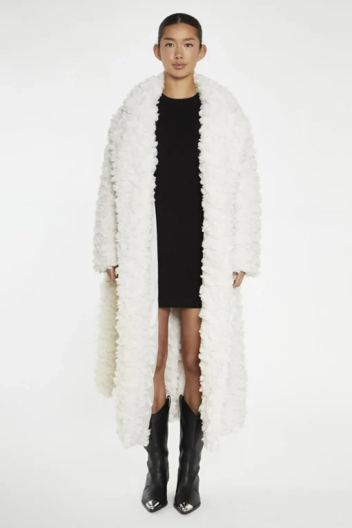 Glamorous Faux Fur & Leather|Coats|Cream Faux Fur Longline-Coat -