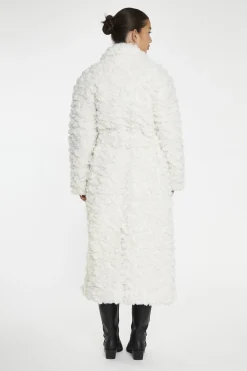 Glamorous Faux Fur & Leather|Coats|Cream Faux Fur Longline-Coat -