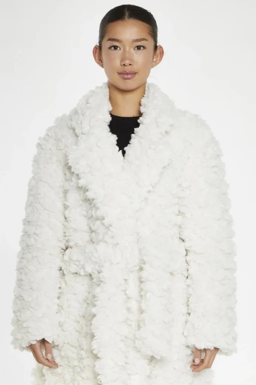 Glamorous Faux Fur & Leather|Coats|Cream Faux Fur Longline-Coat -