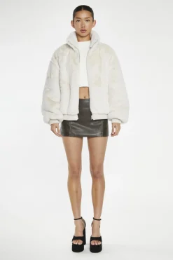 Glamorous Faux Fur & Leather|Jackets|Cream Faux-Fur Bomber-Jacket -