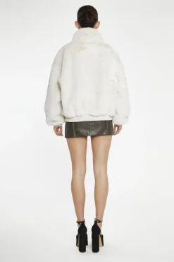 Glamorous Faux Fur & Leather|Jackets|Cream Faux-Fur Bomber-Jacket -