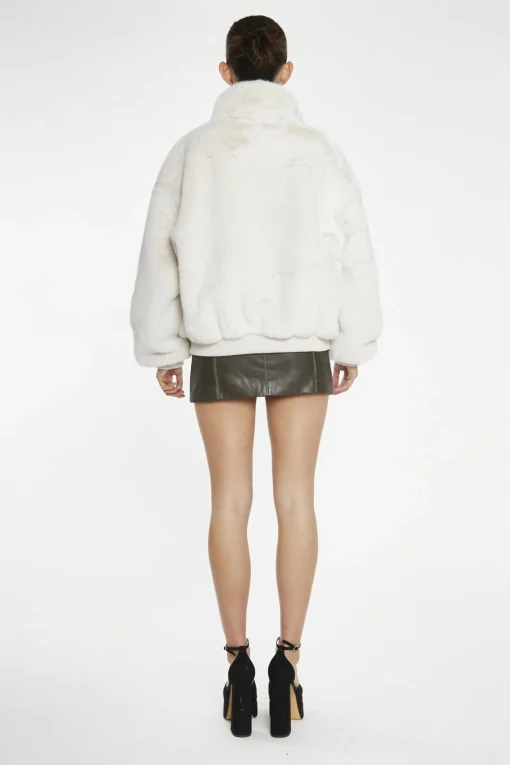 Glamorous Faux Fur & Leather|Jackets|Cream Faux-Fur Bomber-Jacket -