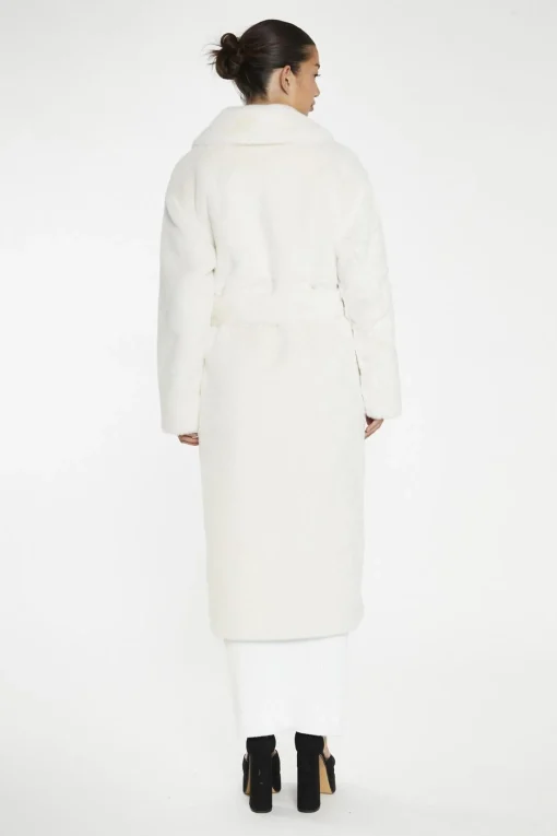 Glamorous Faux Fur & Leather|Coats|Cream Faux-Fur Longline-Coat -