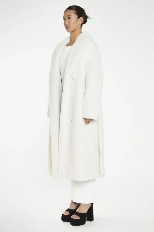 Glamorous Faux Fur & Leather|Coats|Cream Faux-Fur Longline-Coat -
