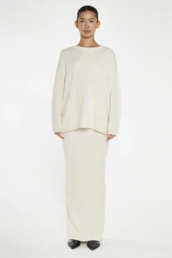 Glamorous Knitted Co-ords|Knitted Skirts|Cream Knitted Maxi-Skirt -