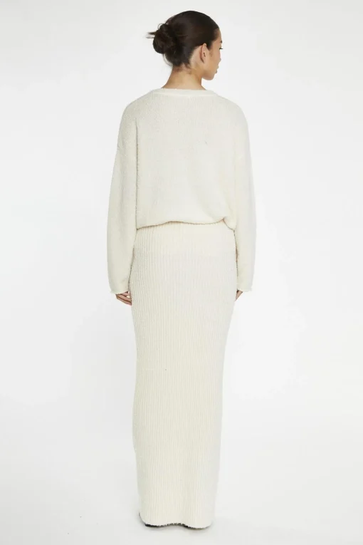 Glamorous Knitted Co-ords|Knitted Skirts|Cream Knitted Maxi-Skirt -