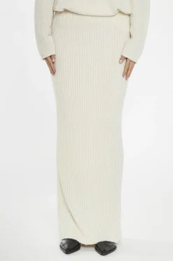 Glamorous Knitted Co-ords|Knitted Skirts|Cream Knitted Maxi-Skirt -