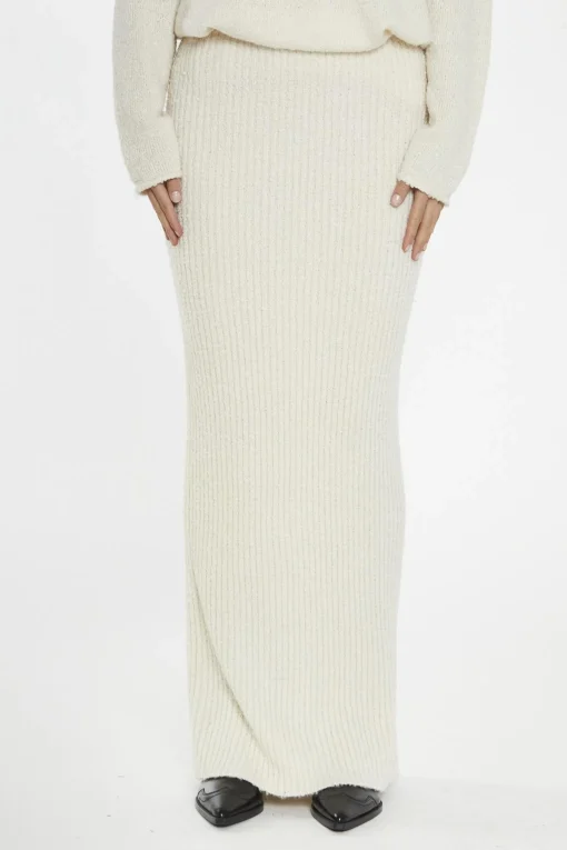 Glamorous Knitted Co-ords|Knitted Skirts|Cream Knitted Maxi-Skirt -