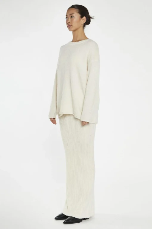 Glamorous Knitted Co-ords|Knitted Skirts|Cream Knitted Maxi-Skirt -