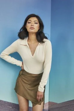Glamorous Crops, Corsets & Bodysuits|Cream Long Sleeve Bodysuit -