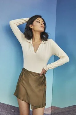 Glamorous Crops, Corsets & Bodysuits|Cream Long Sleeve Bodysuit -