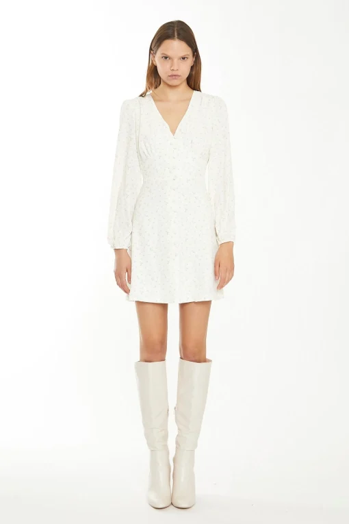 Glamorous Chic Escapes|Day Dresses|Cream Peach Ditsy Mini Dress -