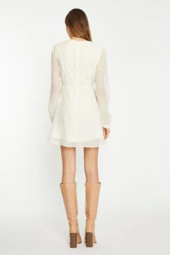 Glamorous Chic Escapes|Day Dresses|Cream Peach Ditsy Organza Mini-Dress -