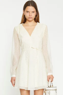 Glamorous Chic Escapes|Day Dresses|Cream Peach Ditsy Organza Mini-Dress -