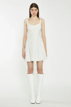 Glamorous Best Dressed Guest|Chic Escapes|Cream Pink Stem Flower Mini-Dress -