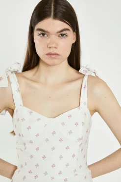 Glamorous Best Dressed Guest|Chic Escapes|Cream Pink Stem Flower Mini-Dress -