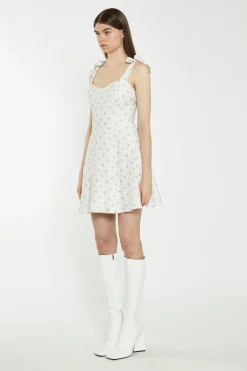 Glamorous Best Dressed Guest|Chic Escapes|Cream Pink Stem Flower Mini-Dress -