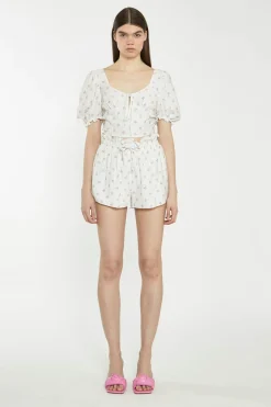 Glamorous Chic Escapes|Co-ords|Cream Pink Stem Flower Shorts -