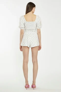 Glamorous Chic Escapes|Co-ords|Cream Pink Stem Flower Shorts -