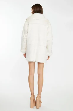 Glamorous Workwear|Go To Partywear|Cream Shearling Oversized-Collar Jacket -