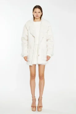 Glamorous Workwear|Go To Partywear|Cream Shearling Oversized-Collar Jacket -