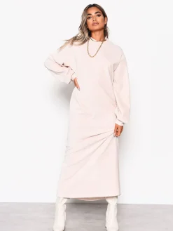 Glamorous Midi & Midaxi Dresses|Midi & Midaxi Dresses|Cream Soft Ribbed Long Sleeve Midi Dress -