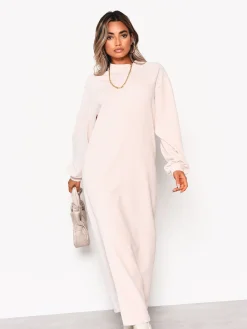 Glamorous Midi & Midaxi Dresses|Midi & Midaxi Dresses|Cream Soft Ribbed Long Sleeve Midi Dress -