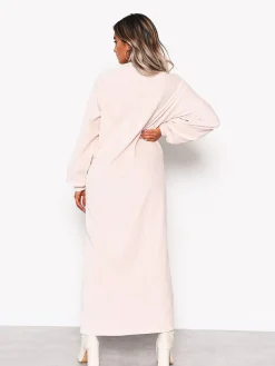 Glamorous Midi & Midaxi Dresses|Midi & Midaxi Dresses|Cream Soft Ribbed Long Sleeve Midi Dress -