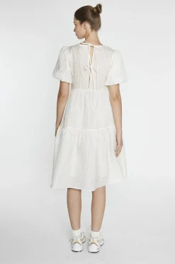 Glamorous Day Dresses|Midi & Midaxi Dresses|Cream Textured-Brocade Tiered Midi-Dress -