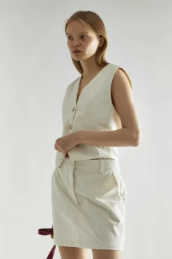 Glamorous Co-ords|Coats|Cream-Corduroy Classic-Waistcoat -