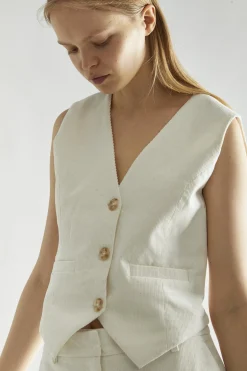 Glamorous Co-ords|Coats|Cream-Corduroy Classic-Waistcoat -