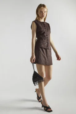 Glamorous Mini Skirts|Dark Brown A-Line Mini-Skirt -