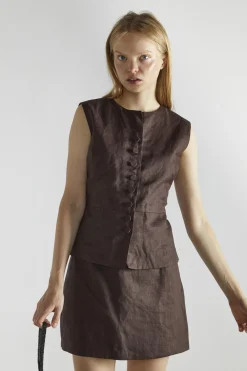 Glamorous Mini Skirts|Dark Brown A-Line Mini-Skirt -