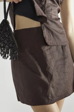 Glamorous Mini Skirts|Dark Brown A-Line Mini-Skirt -