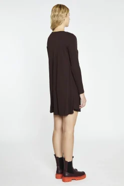 Glamorous Day Dresses|Mini Dresses|Dark-Brown Basic Long-Sleeve Mini-Dress -