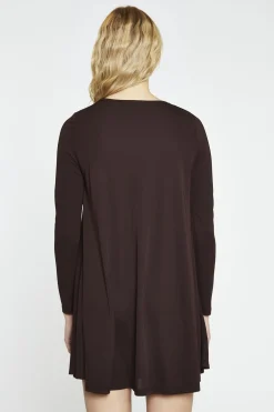 Glamorous Day Dresses|Mini Dresses|Dark-Brown Basic Long-Sleeve Mini-Dress -