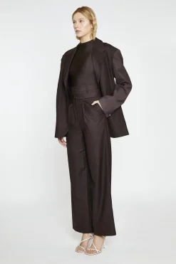Glamorous Co-ords|Dark-Brown Double Waisted Wide-Leg Trousers -