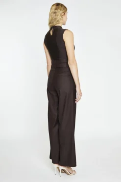 Glamorous Co-ords|Dark-Brown Double Waisted Wide-Leg Trousers -