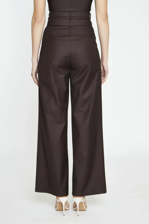 Glamorous Co-ords|Dark-Brown Double Waisted Wide-Leg Trousers -