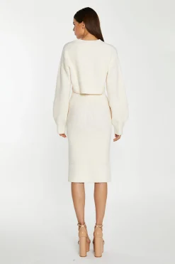 Glamorous Workwear|Jet Setter|Dark-Cream Oversized Sleeve Crop-Cardigan -