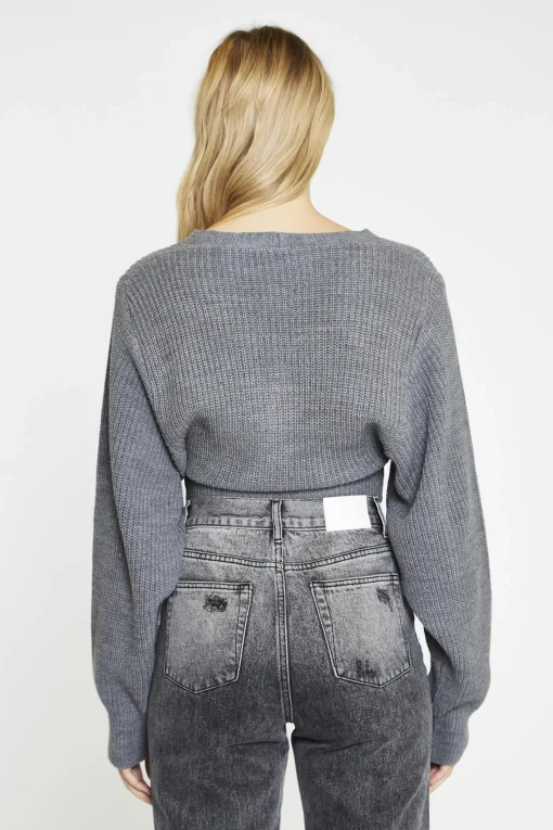 Glamorous Cardigans|Dark-Grey Marl Button Front Crop-Cardigan -