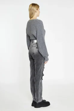 Glamorous Cardigans|Dark-Grey Marl Button Front Crop-Cardigan -