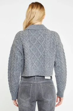 Glamorous Workwear|Jumpers|Dark-Grey Marl Collared Cable Knit Jumper -
