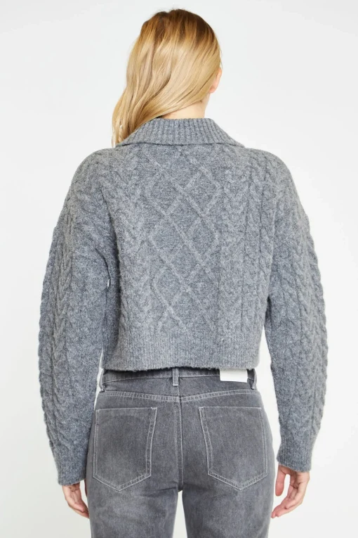 Glamorous Workwear|Jumpers|Dark-Grey Marl Collared Cable Knit Jumper -