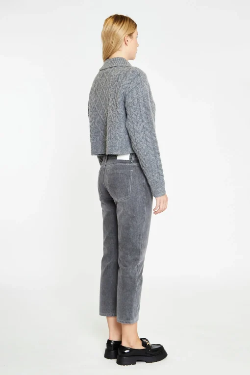 Glamorous Workwear|Jumpers|Dark-Grey Marl Collared Cable Knit Jumper -