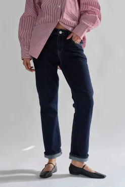 Glamorous Straight Leg Jeans|Dark-Indigo Straight-Leg Jeans -