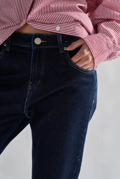 Glamorous Straight Leg Jeans|Dark-Indigo Straight-Leg Jeans -